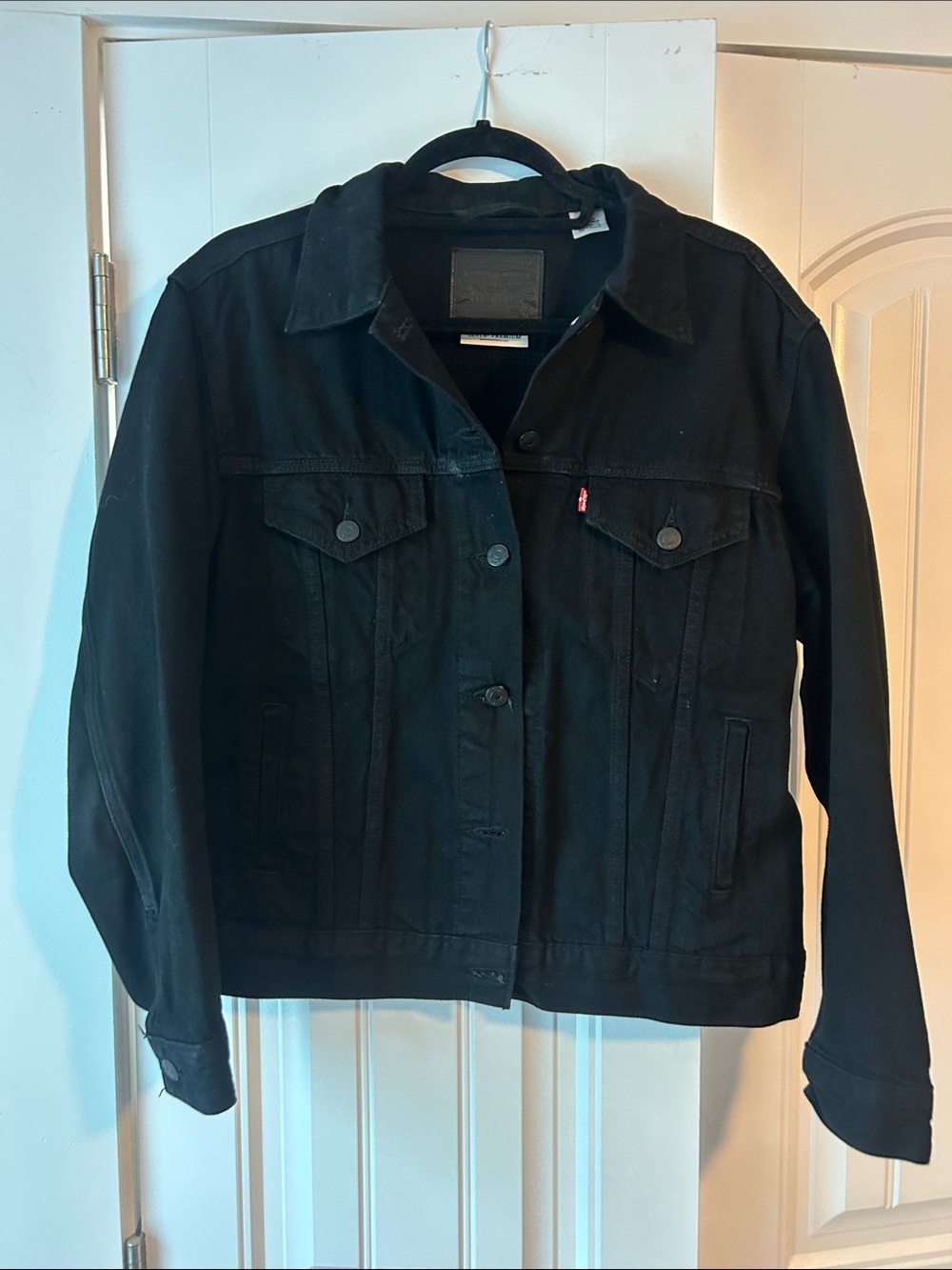 Levi's Black Denim Trucker Jacket with Button Front
